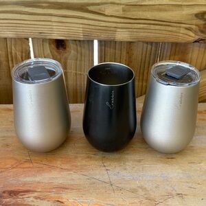 Set of 3 Rabbit Stainless Steel Wine Tumblers with 2 Lids Size 12oz
